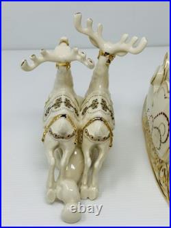 Lenox Dash Away All Collection Santa in Sleigh & Dasher & Dancer Figurines MINT