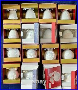 Lladro Christmas Bell & Ball Ornaments Huge Lot (16) with boxes, all NEW 1999-2006