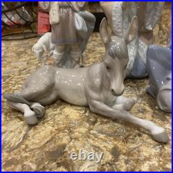 Lladro Nativity Lot Of 8 & Boxes King Melchior Gaspar Balthasar Donkey Shepherd