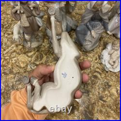 Lladro Nativity Lot Of 8 & Boxes King Melchior Gaspar Balthasar Donkey Shepherd