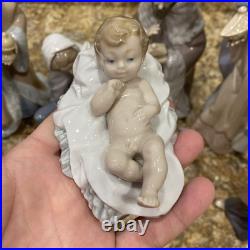 Lladro Nativity Lot Of 8 & Boxes King Melchior Gaspar Balthasar Donkey Shepherd