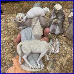 Lladro Nativity Lot Of 8 & Boxes King Melchior Gaspar Balthasar Donkey Shepherd