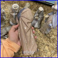 Lladro Nativity Lot Of 8 & Boxes King Melchior Gaspar Balthasar Donkey Shepherd