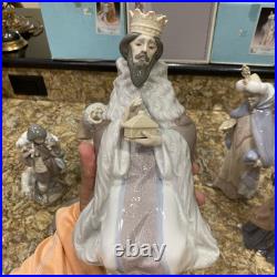 Lladro Nativity Lot Of 8 & Boxes King Melchior Gaspar Balthasar Donkey Shepherd
