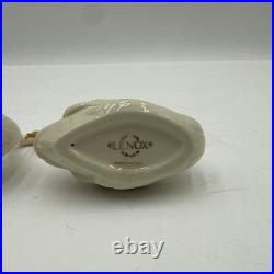 Lot 2 Lenox Swan Porcelain Place Card Holder 24K Gold Beak Figurines Cake Topper