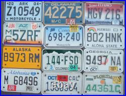 Lot ALL 50 US states EMBOSSED MOTORCYCLE License plates +Canadian bonus