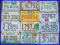 Lot ALL 50 US states EMBOSSED MOTORCYCLE License plates +Canadian bonus