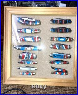 Lot Of 16 Glitzy Rough Rider Knives in Case all new no boxes