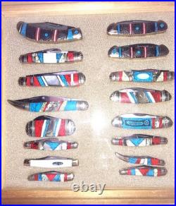 Lot Of 16 Glitzy Rough Rider Knives in Case all new no boxes