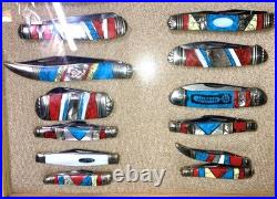 Lot Of 16 Glitzy Rough Rider Knives in Case all new no boxes