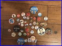 Lot Of 200+ VINTAGE 60'S 70'S BUTTONS PINS PINBACKS ALL POLITICAL and HIPPIE