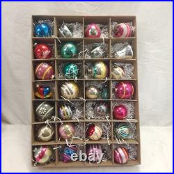 Lot Of 29 Mercury Glass Christmas Ornaments Teardrop Round Poland ShinyBrite Vtg