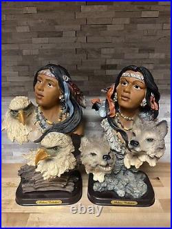Lot Of 2 Soprano Collection Figures, Indian With Wolves And Eagles, Vintage