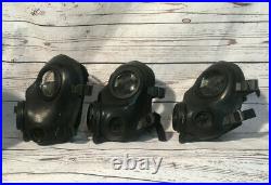 Lot Of 3 Avon FM12 Respirator Gas Mask / All 3 Size 3 Small / 2 Ports Each
