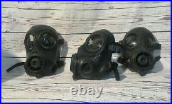 Lot Of 3 Avon FM12 Respirator Gas Mask / All 3 Size 3 Small / 2 Ports Each