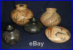 Lot Of 5 Mata Ortiz Mexican Pottery Vases By Various Artists All Signed