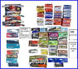 Lot of 110 Knives. Frost Cutlery Pocket Knives, Fixed Blades. ALL NEW IN BOX