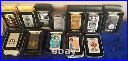 Lot of 12 Zippos All New Colt, JD, Betty Boop and more