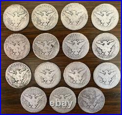 Lot of 15 Barber Quarters 90% Silver Collectible All Readable Dates