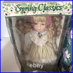 Lot of 17 Porcelain Dolls In Original Boxes 1990s Collectible