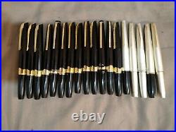 Lot of 18 PLATINUM, Pilot Fountain pens All With18k Gold nibs