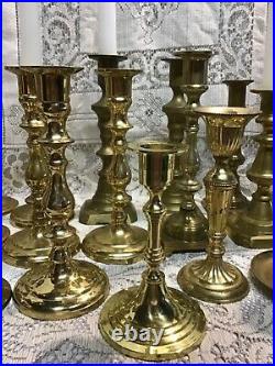 Lot of 20 Vintage Brass Candlestick & Candle Holders Wedding Lot (all taller)