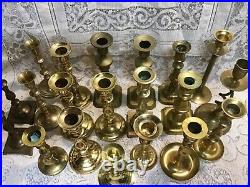 Lot of 20 Vintage Brass Candlestick & Candle Holders Wedding Lot (all taller)