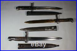 Lot of 3 WW2 Era Turkish M1935 M35 Bayonets. All With Scabbards. Used Condition