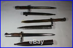 Lot of 3 WW2 Era Turkish M1935 M35 Bayonets. All With Scabbards. Used Condition
