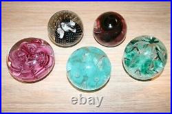 Lot of 5 vtg Paperweight Collection Troutman & Caithness all nice condition