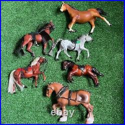 Lot of 6 Assorted Mixed Plastic Medium horses Collectible figurines Preloved