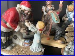 Lot of 7 Emmett Kelly Hobo Clown Figurines Collection Santa Dog Pigeons 1980s