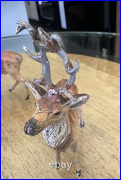 Lot of 8 Antique Cast Lead Standing Deer Figurines German Reindeer Christmas