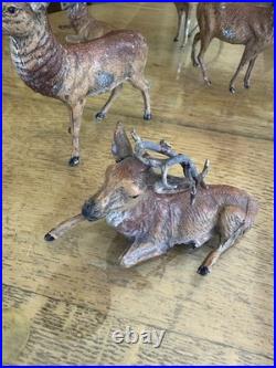 Lot of 8 Antique Cast Lead Standing Deer Figurines German Reindeer Christmas
