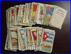 Lot of 97 Vintage 1909 T59 Sweet Caporal Cigarettes Cards Flags of All Nations