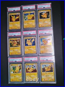 Lot of 9 2010 Pikachu World Promo Pikachu Holo Complete Set All PSA 10 Gem Mint