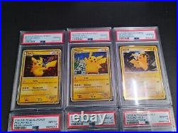 Lot of 9 2010 Pikachu World Promo Pikachu Holo Complete Set All PSA 10 Gem Mint
