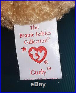 MINT Ty Beanie Baby Curly Bear ALL Errors Handmade 1st Edition Beanies WOW