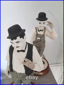 Mint Laurel and Hardy porcelain dolls Figurines Wooden Stand Numbered LTD