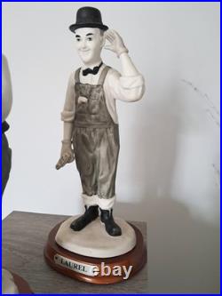 Mint Laurel and Hardy porcelain dolls Figurines Wooden Stand Numbered LTD