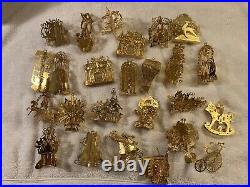 Mixed Lot Of 24 Danbury Mint Christmas 23k Gold Plated Ornaments Christmas Tree