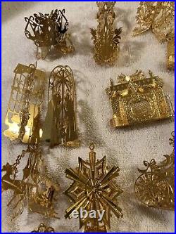 Mixed Lot Of 24 Danbury Mint Christmas 23k Gold Plated Ornaments Christmas Tree