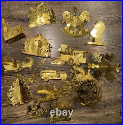 Mixed Lot of 15 Danbury Mint Christmas 23k Gold Plated Ornaments Christmas Tree