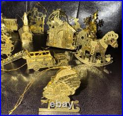 Mixed Lot of 15 Danbury Mint Christmas 23k Gold Plated Ornaments Christmas Tree