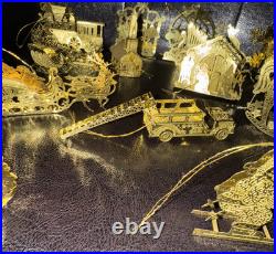 Mixed Lot of 15 Danbury Mint Christmas 23k Gold Plated Ornaments Christmas Tree