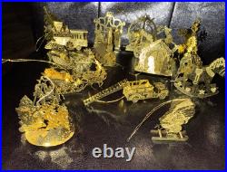 Mixed Lot of 15 Danbury Mint Christmas 23k Gold Plated Ornaments Christmas Tree