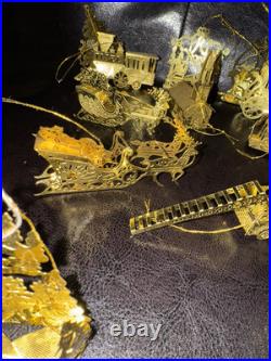 Mixed Lot of 15 Danbury Mint Christmas 23k Gold Plated Ornaments Christmas Tree