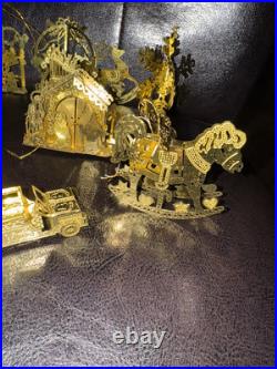 Mixed Lot of 15 Danbury Mint Christmas 23k Gold Plated Ornaments Christmas Tree