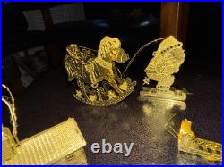 Mixed Lot of 15 Danbury Mint Christmas 23k Gold Plated Ornaments Christmas Tree