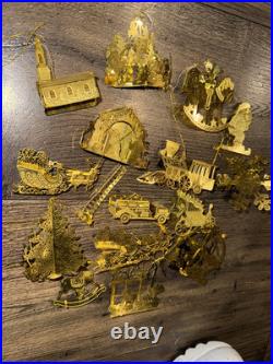Mixed Lot of 15 Danbury Mint Christmas 23k Gold Plated Ornaments Christmas Tree